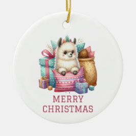 Söt Baby Alpaca Jul Julgransprydnad Keramik