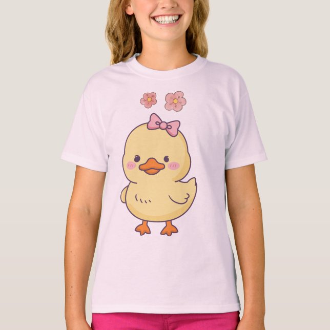 Söt Baby Anka Flickor T-Shirt (Framsida)