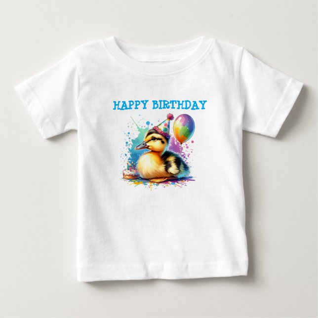 Söt baby anka födelsedagskjorta t shirt (Framsida)