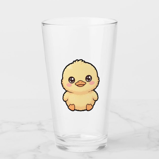 Söt baby anka kyckling glas tumbler kopp (Framsida)