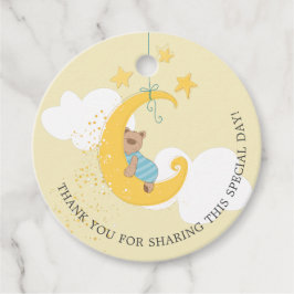 Söt Baby Bear Måne Baby Shower Tack Gåvor Etiketter