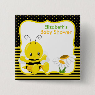 Söt Baby Bee Baby Shower-knapp Knapp