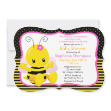 Söt Baby Bee Girl Baby Shower-inbjudan