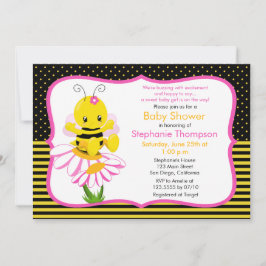 Söt Baby Bee Girl Baby Shower-inbjudan Inbjudningar