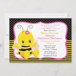 Söt Baby Bee Girl Baby Shower-inbjudan Inbjudningar
