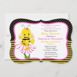 Söt Baby Bee Girl Baby Shower-inbjudan Inbjudningar