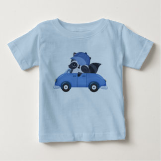 Söt baby blå bil tvättbjörn tecknad film t shirt