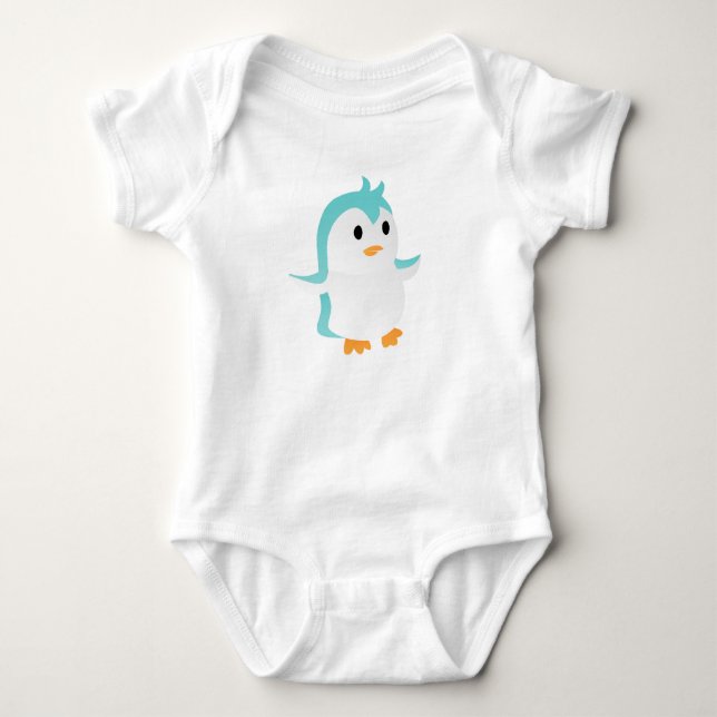 Söt baby blå pingvin vektor akt tee (Framsida)