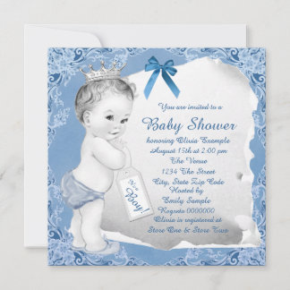 Söt Baby Blue Baby Shower Inbjudningar