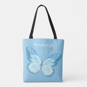 Söt Baby blue Butterfly Blommönster Design Tygkasse