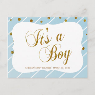 Söt Baby Blue och Guld Konfetti - RSVP 2 Vykort