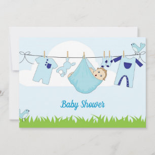 Söt Baby Blue Sky Baby Pojke Shower Inbjudan