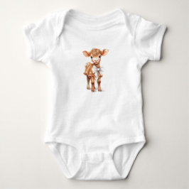 Söt Baby Brown Cow Calf i Bow T Shirt