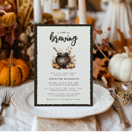 Söt baby brygger Halloween baby shower Inbjudningar