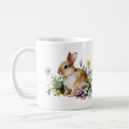 Söt Baby Bunny-kanin i Flower Fält Kaffemugg