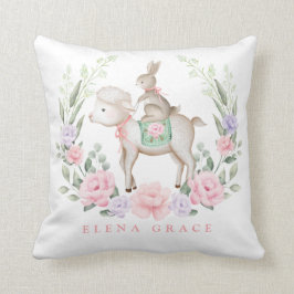 Söt Baby Bunny & Lamb Påsk Flicka Nursery Kudde