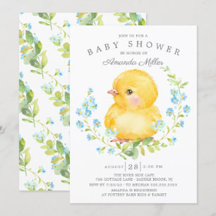 Söt Baby Chick Boys Baby Shower Inbjudningar