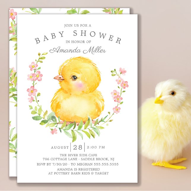 Söt Baby Chick Flickor Babykläder Inbjudningar (Skapare uppladdad)