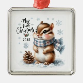 SÖT BABY CHIPMUNK FÖR MIN FÖRSTA JUL JULGRANSPRYDNAD METALL