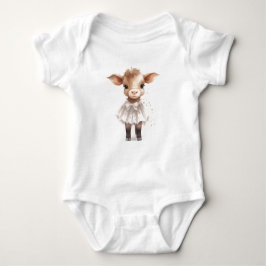Söt Baby Cow Calf i en klänning T Shirt