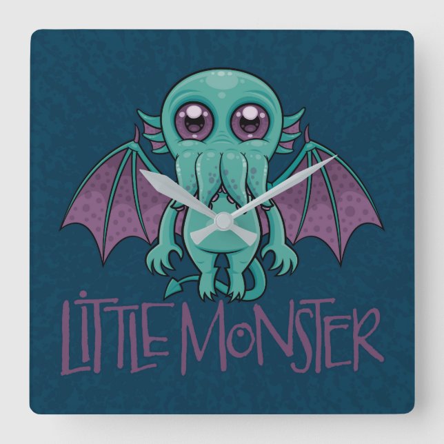 Söt Baby Cthulhu Liten Monster Fyrkantig Klocka (Framsida)