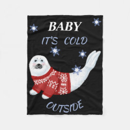 Söt baby det är kallt ute vinter säl t-shirt  fleecefilt