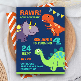Söt baby dinosaurie barn födelsedagsfest inbjudan