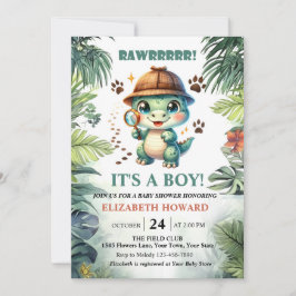 Söt Baby Dinosaurie Bebis Shower Inbjudan
