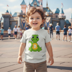 Söt baby dinosaurie Bitcoin krypto grafisk barnklä T Shirt