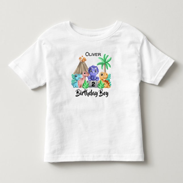 Söt baby dinosaurie födelsedags t-shirt för småbar (Framsida)