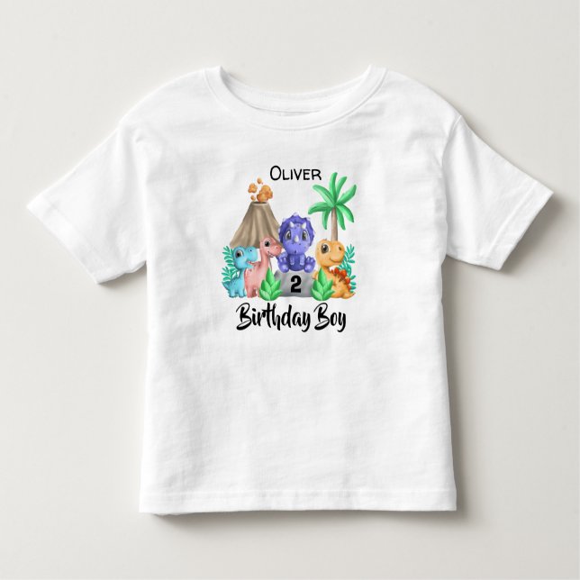 Söt baby dinosaurie födelsedagsbarn T-shirt (Framsida)