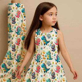 Söt baby dinosaurie turkos barnkammare dino tygtry tyg