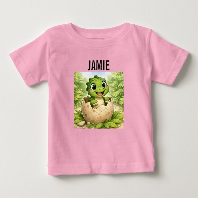 Söt baby dinosauriekläckning småbarn t shirt (Framsida)