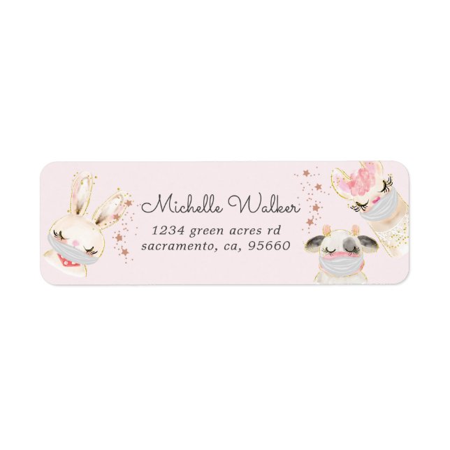 Söt baby djur ansikte masker söt returadress returadress etikett (Framsidan)