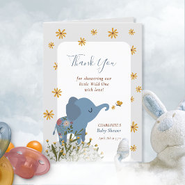 Söt baby djur Blommig baby shower  Tack Kort