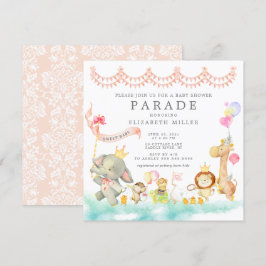 Söt Baby djur Parad Baby Shower-inbjudan Inbjudningar