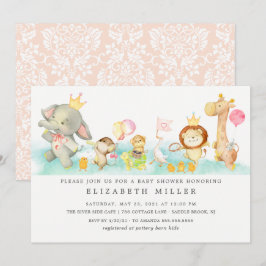 Söt Baby djur Parad Baby Shower Inbjudningar