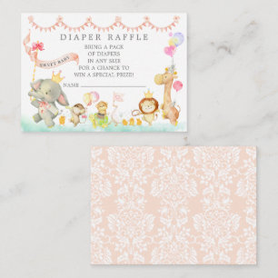 Söt Baby djur Parad Diaper Raffle Biljett Tilläggskort