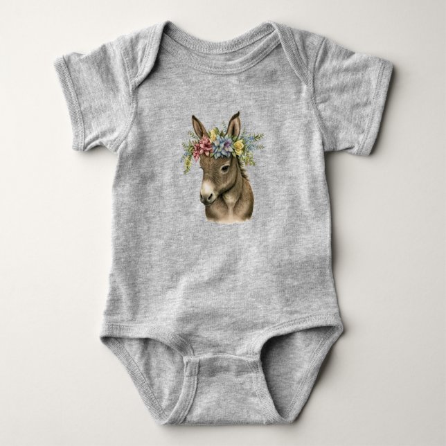 Söt Baby Donkey Baby Bodykostym T Shirt (Framsida)