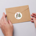 Söt baby donkey och julgran, anpassade fyrkantigt klistermärke<br><div class="desc">Min första jul,  söt baby donkey med en julklapp bredvid ett julgran. Anpassade,  ändra texten enligt dina önskemål.</div>