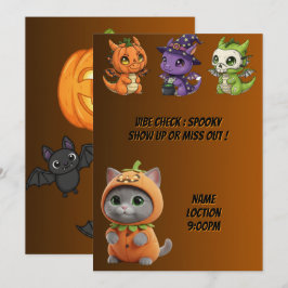 Söt Baby Dragons Pumpa Katt Halloween Inbjudan
