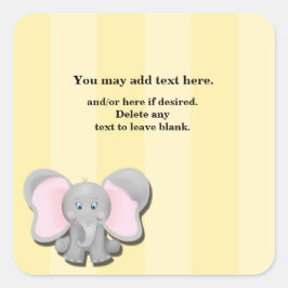 Söt baby elefant dusch födelsedagsfest dekal fyrkantigt klistermärke
