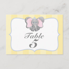 Söt baby elefant-fest bord nummerkort #2 inbjudningar