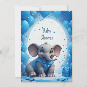 Söt Baby Elefant Födelsedagskort 🐘 Inbjudningar