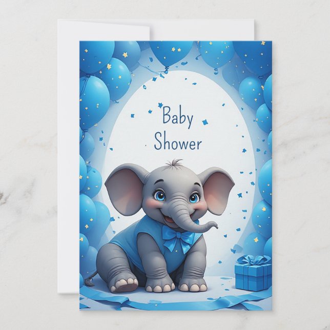 Söt Baby Elefant Födelsedagskort 🐘 Inbjudningar (Framsida)