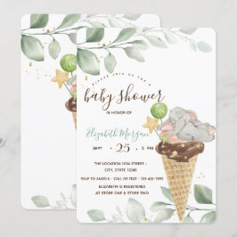 Söt baby elefant glass Baby Shower Inbjudningar