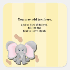Söt baby elefant jordnötter födelsedagsfest dekal fyrkantigt klistermärke