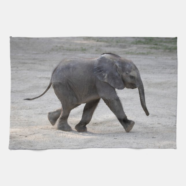 Söt baby elefant Kibali Kökshandduk (Horisontell)