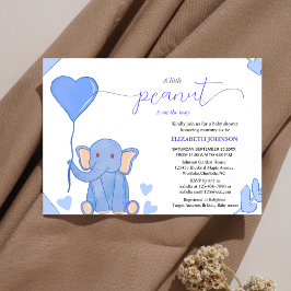 Söt baby-elefant med blå hjärtbabydusch inbjudningar