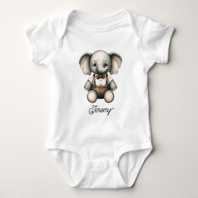 Söt baby elefant med fluga t shirt (Framsida)